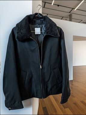 Sandro Black Satin-Lining Jacket with Branded Tags